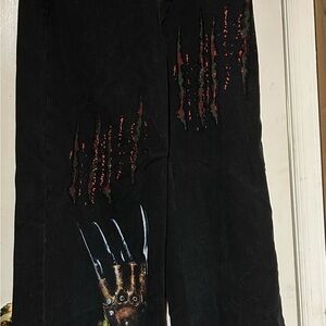 New Dolls Kill Nightmare on Elm Street Collab Large Wide Leg Pants Jeans